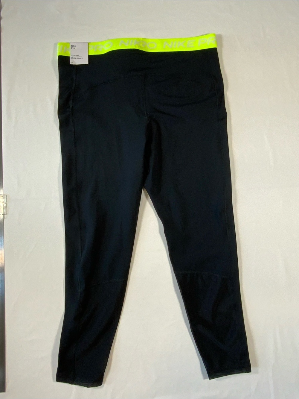 Nike Women’s Black Leggings with Neon Yellow Waistband